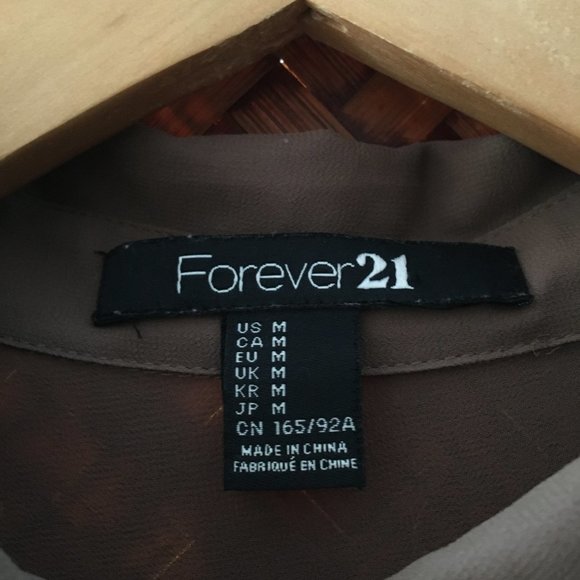 F21 Brown Pleated Button Down Dress Shirt - Picture 7 of 13